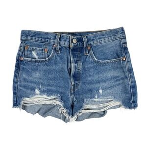 Levi's Premium Cutoff Denim Shorts Distressed Women's Size 27 Blue Vintage Style